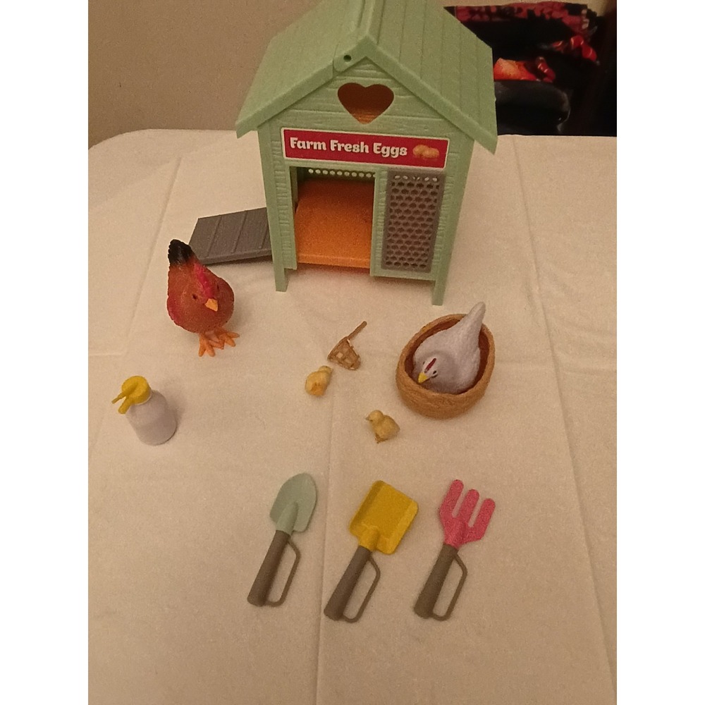 My Life As Farm To Table Chicken Coop Playset With Crowing Rooster& Misc No Eggs